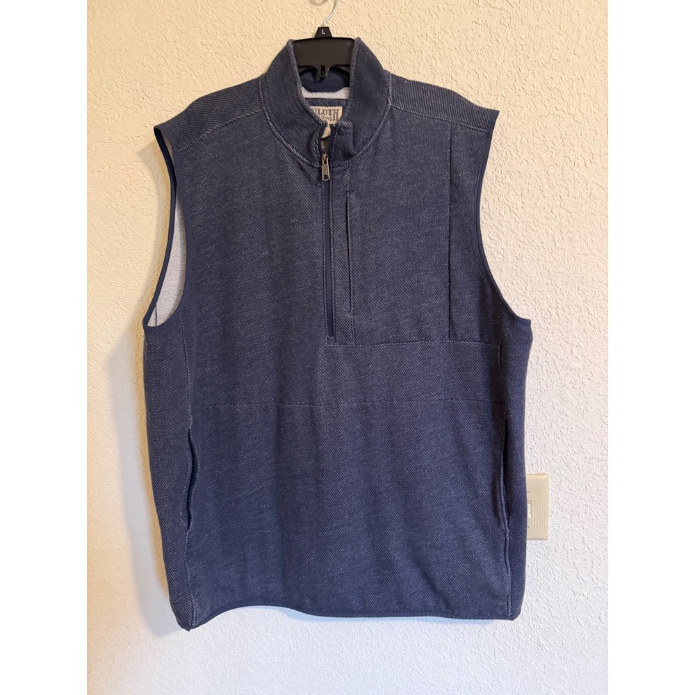 Duluth Trading Co Mens 2XL Tall Blue Heather Quarter Zip Fleece Lined Vest